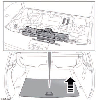 The tool kit is located under a panel set in the loadspace floor.