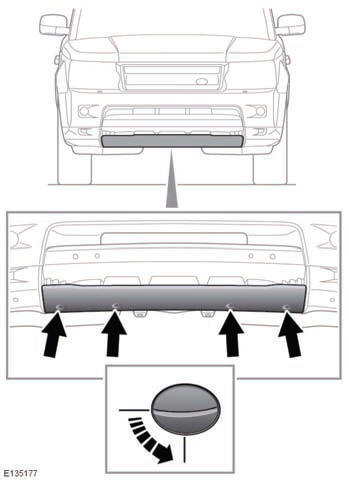 The front towing point is located behind a removable cover in the lower front