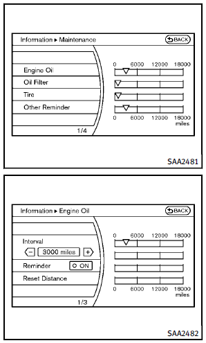 The maintenance intervals can be displayed