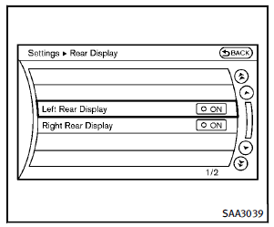 The “Rear Display” screen will appear