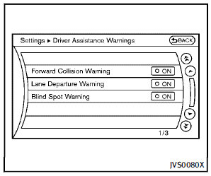 3. Highlight the “Forward Collision Warning”