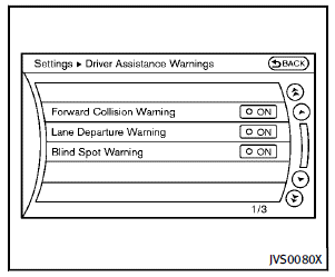 3. Highlight the “Lane Departure Warning”