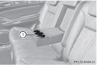 ► Fold down the rear seat armrest.