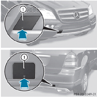 ► Press the mark on cover 1 inwards in