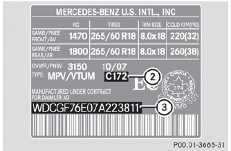 Example: vehicle identification plate (Canada only)