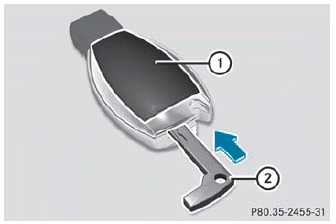 ► Press mechanical key 2 into the opening