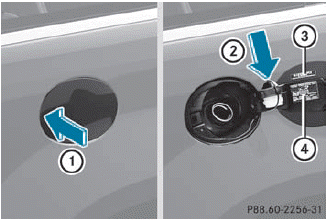 1 To open the fuel filler flap