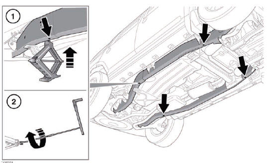 1. Locate the jack under the recommended jacking point.