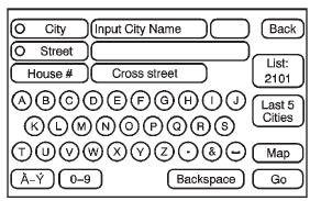 To enter a destination by inputting the city name first: