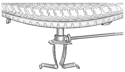 8. Attach the jack handle, extension, and wheel wrench to the jack and place