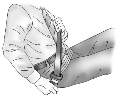6. To make the lap part tight, pull up on the shoulder belt.