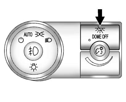 The dome lamp override button is next to the exterior lamps control.