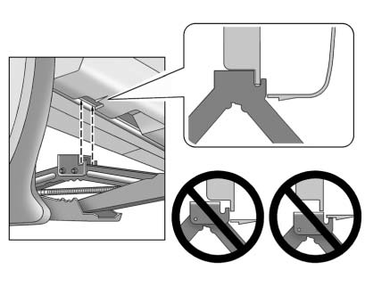 The triangle is located near each wheel on the vehicle's exterior.