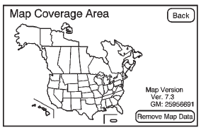 Use the Map Database Information/ Remove Map Data screen button to view the coverage
