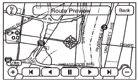 Route Preview: Press to preview the entire route in either direction.
