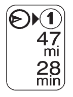 The distance and time to destination symbol indicates the distance and the estimated
