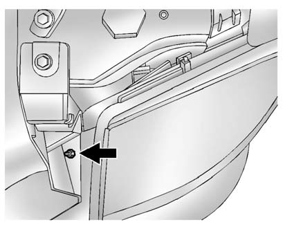 7. Locate the vertical headlamp aiming screws, which are under the hood near