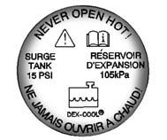1. Remove the coolant surge tank pressure cap when the cooling system, including