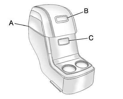 For vehicles with a second row center console, press the buttons (B) or (C) to